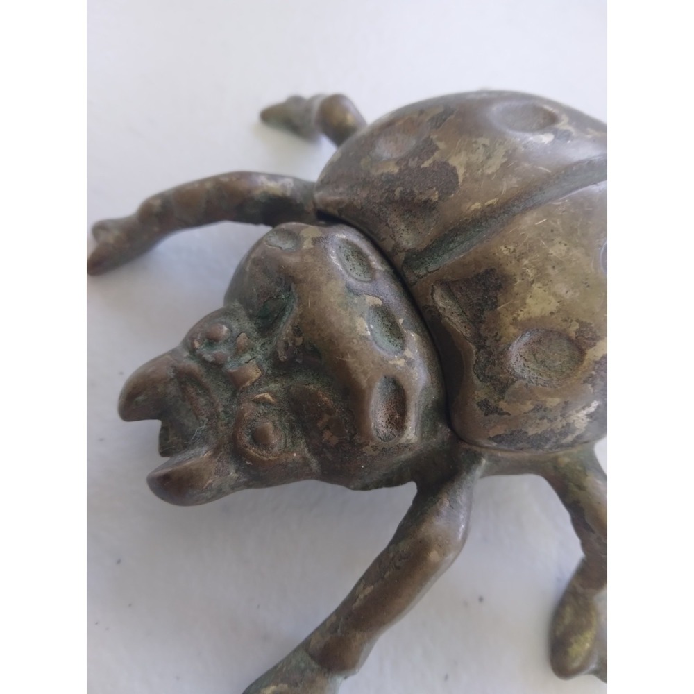 Vintage brass beetle trinket holder ashtray ring holder
